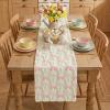 Artoid Mode Beige Soft Plush Faux Fur Jacquard Bunny Bow Easter Table Runner, Spring Holiday Kitchen Dining Table Decoration for Home Party Decor 13×72 Inch(Beige)