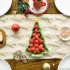 Artoid Mode Christmas Trees Red Soft Plush Faux Fur Jacquard Christmas Table Runner, Holiday Kitchen Dining Table Decoration for Home Party Decor 13×72 Inch(Beige)