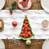 Artoid Mode Christmas Trees Red Soft Plush Faux Fur Jacquard Christmas Table Runner, Holiday Kitchen Dining Table Decoration for Home Party Decor 13×72 Inch(White)