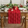 Artoid Mode Christmas Trees Red Soft Plush Faux Fur Jacquard Christmas Table Runner, Holiday Kitchen Dining Table Decoration for Home Party Decor 13×72 Inch(Red)