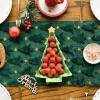 Artoid Mode Christmas Trees Red Soft Plush Faux Fur Jacquard Christmas Table Runner, Holiday Kitchen Dining Table Decoration for Home Party Decor 13×72 Inch(Green Gold)