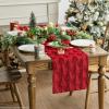 Artoid Mode Christmas Trees Red Soft Plush Faux Fur Jacquard Christmas Table Runner, Holiday Kitchen Dining Table Decoration for Home Party Decor 13×72 Inch(Red)