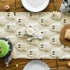 Artoid Mode Pink Ghost Soft Plush Faux Fur Jacquard Halloween Table Runner, Holiday Kitchen Dining Table Decoration for Home Party Decor 13×72 Inch(Beige)