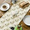 Artoid Mode Pink Ghost Soft Plush Faux Fur Jacquard Halloween Table Runner, Holiday Kitchen Dining Table Decoration for Home Party Decor 13×72 Inch(Beige)