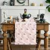 Artoid Mode Pink Ghost Soft Plush Faux Fur Jacquard Halloween Table Runner, Holiday Kitchen Dining Table Decoration for Home Party Decor 13×72 Inch(Pink)