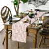 Artoid Mode Pink Ghost Soft Plush Faux Fur Jacquard Halloween Table Runner, Holiday Kitchen Dining Table Decoration for Home Party Decor 13×72 Inch(Pink)