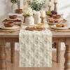 Artoid Mode Red Soft Plush Faux Fur Jacquard Patriotic Stars Memorial Day Table Runner, 4th of July Holiday Kitchen Dining Table Decoration for Home Party Decor 13×72 Inch(Beige)