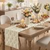 Artoid Mode Red Soft Plush Faux Fur Jacquard Patriotic Stars Memorial Day Table Runner, 4th of July Holiday Kitchen Dining Table Decoration for Home Party Decor 13×72 Inch(Beige)