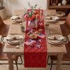 Artoid Mode Red Soft Plush Faux Fur Jacquard Patriotic Stars Memorial Day Table Runner, 4th of July Holiday Kitchen Dining Table Decoration for Home Party Decor 13×72 Inch(Red)