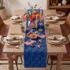 Artoid Mode Red Soft Plush Faux Fur Jacquard Patriotic Stars Memorial Day Table Runner, 4th of July Holiday Kitchen Dining Table Decoration for Home Party Decor 13×72 Inch(Blue)