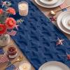 Artoid Mode Red Soft Plush Faux Fur Jacquard Patriotic Stars Memorial Day Table Runner, 4th of July Holiday Kitchen Dining Table Decoration for Home Party Decor 13×72 Inch(Blue)