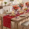 Artoid Mode Red Soft Plush Faux Fur Jacquard Patriotic Stars Memorial Day Table Runner, 4th of July Holiday Kitchen Dining Table Decoration for Home Party Decor 13×72 Inch(Red)
