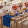 Artoid Mode Red Soft Plush Faux Fur Jacquard Patriotic Stars Memorial Day Table Runner, 4th of July Holiday Kitchen Dining Table Decoration for Home Party Decor 13×72 Inch(Blue)