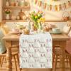 Artoid Mode Sage Green Soft Plush Faux Fur Jacquard Pink Ear Bunny Easter Table Runner, Spring Holiday Kitchen Dining Table Decoration for Home Party Decor 13×72 Inch(White)