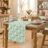 Artoid Mode Sage Green Soft Plush Faux Fur Jacquard Pink Ear Bunny Easter Table Runner, Spring Holiday Kitchen Dining Table Decoration for Home Party Decor 13×72 Inch(Sage Green)