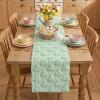 Artoid Mode Sage Green Soft Plush Faux Fur Jacquard Pink Ear Bunny Easter Table Runner, Spring Holiday Kitchen Dining Table Decoration for Home Party Decor 13×72 Inch(Sage Green)