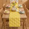 Artoid Mode Sage Green Soft Plush Faux Fur Jacquard Pink Ear Bunny Easter Table Runner, Spring Holiday Kitchen Dining Table Decoration for Home Party Decor 13×72 Inch(Yellow)
