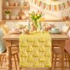Artoid Mode Sage Green Soft Plush Faux Fur Jacquard Pink Ear Bunny Easter Table Runner, Spring Holiday Kitchen Dining Table Decoration for Home Party Decor 13×72 Inch(Yellow)