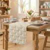 Artoid Mode Sage Green Soft Plush Faux Fur Jacquard Pink Ear Bunny Easter Table Runner, Spring Holiday Kitchen Dining Table Decoration for Home Party Decor 13×72 Inch(Beige)