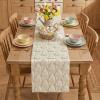 Artoid Mode Sage Green Soft Plush Faux Fur Jacquard Pink Ear Bunny Easter Table Runner, Spring Holiday Kitchen Dining Table Decoration for Home Party Decor 13×72 Inch(Beige)
