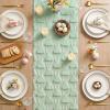 Artoid Mode Sage Green Soft Plush Faux Fur Jacquard Pink Ear Bunny Easter Table Runner, Spring Holiday Kitchen Dining Table Decoration for Home Party Decor 13×72 Inch(Sage Green)