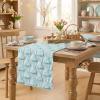 Artoid Mode Sage Green Soft Plush Faux Fur Jacquard Pink Ear Bunny Easter Table Runner, Spring Holiday Kitchen Dining Table Decoration for Home Party Decor 13×72 Inch(Blue)
