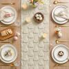 Artoid Mode Sage Green Soft Plush Faux Fur Jacquard Pink Ear Bunny Easter Table Runner, Spring Holiday Kitchen Dining Table Decoration for Home Party Decor 13×72 Inch(Beige)