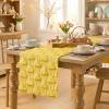 Artoid Mode Sage Green Soft Plush Faux Fur Jacquard Pink Ear Bunny Easter Table Runner, Spring Holiday Kitchen Dining Table Decoration for Home Party Decor 13×72 Inch(Yellow)