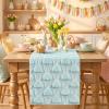 Artoid Mode Sage Green Soft Plush Faux Fur Jacquard Pink Ear Bunny Easter Table Runner, Spring Holiday Kitchen Dining Table Decoration for Home Party Decor 13×72 Inch(Blue)
