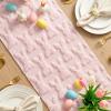 Artoid Mode White Soft Plush Faux Fur Jacquard Bunny Rabbit Easter Table Runner, Seasonal Kitchen Dining Table Decoration for Home Party Decor 13×72 Inch(Pink)