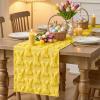 Artoid Mode White Soft Plush Faux Fur Jacquard Bunny Rabbit Easter Table Runner, Seasonal Kitchen Dining Table Decoration for Home Party Decor 13×72 Inch(Yellow)
