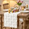 Artoid Mode White Soft Plush Faux Fur Jacquard Bunny Rabbit Easter Table Runner, Seasonal Kitchen Dining Table Decoration for Home Party Decor 13×72 Inch(White)