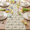 Artoid Mode White Soft Plush Faux Fur Jacquard Bunny Rabbit Easter Table Runner, Seasonal Kitchen Dining Table Decoration for Home Party Decor 13×72 Inch(Beige)