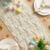Artoid Mode White Soft Plush Faux Fur Jacquard Bunny Rabbit Easter Table Runner, Seasonal Kitchen Dining Table Decoration for Home Party Decor 13×72 Inch(Beige)