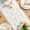Artoid Mode White Soft Plush Faux Fur Jacquard Bunny Rabbit Easter Table Runner, Seasonal Kitchen Dining Table Decoration for Home Party Decor 13×72 Inch(White)