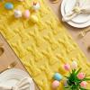Artoid Mode White Soft Plush Faux Fur Jacquard Bunny Rabbit Easter Table Runner, Seasonal Kitchen Dining Table Decoration for Home Party Decor 13×72 Inch(Yellow)