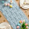 Artoid Mode White Soft Plush Faux Fur Jacquard Bunny Rabbit Easter Table Runner, Seasonal Kitchen Dining Table Decoration for Home Party Decor 13×72 Inch(Blue)