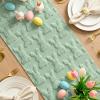 Artoid Mode White Soft Plush Faux Fur Jacquard Bunny Rabbit Easter Table Runner, Seasonal Kitchen Dining Table Decoration for Home Party Decor 13×72 Inch(Sage Green)