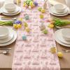 Artoid Mode White Soft Plush Faux Fur Jacquard Bunny Rabbit Easter Table Runner, Seasonal Kitchen Dining Table Decoration for Home Party Decor 13×72 Inch(Pink)
