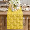 Artoid Mode White Soft Plush Faux Fur Jacquard Bunny Rabbit Easter Table Runner, Seasonal Kitchen Dining Table Decoration for Home Party Decor 13×72 Inch(Yellow)