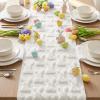 Artoid Mode White Soft Plush Faux Fur Jacquard Bunny Rabbit Easter Table Runner, Seasonal Kitchen Dining Table Decoration for Home Party Decor 13×72 Inch(White)