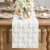 Artoid Mode White Soft Plush Faux Fur Jacquard Bunny Rabbit Easter Table Runner, Seasonal Kitchen Dining Table Decoration for Home Party Decor 13×72 Inch(White)