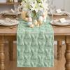 Artoid Mode White Soft Plush Faux Fur Jacquard Bunny Rabbit Easter Table Runner, Seasonal Kitchen Dining Table Decoration for Home Party Decor 13×72 Inch(Sage Green)