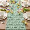 Artoid Mode White Soft Plush Faux Fur Jacquard Bunny Rabbit Easter Table Runner, Seasonal Kitchen Dining Table Decoration for Home Party Decor 13×72 Inch(Sage Green)