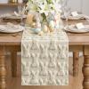 Artoid Mode White Soft Plush Faux Fur Jacquard Bunny Rabbit Easter Table Runner, Seasonal Kitchen Dining Table Decoration for Home Party Decor 13×72 Inch(Beige)