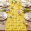Artoid Mode White Soft Plush Faux Fur Jacquard Bunny Rabbit Easter Table Runner, Seasonal Kitchen Dining Table Decoration for Home Party Decor 13×72 Inch(Yellow)