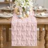 Artoid Mode White Soft Plush Faux Fur Jacquard Bunny Rabbit Easter Table Runner, Seasonal Kitchen Dining Table Decoration for Home Party Decor 13×72 Inch(Pink)