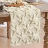 Artoid Mode Beige Soft Plush Faux Fur Jacquard Big Stars Memorial Day Table Runner, 4th of July Holiday Kitchen Dining Table Decoration for Home Party Decor 13×72 Inch(Beige)