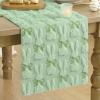 Artoid Mode Beige Soft Plush Faux Fur Jacquard Bunny Bow Easter Table Runner, Spring Holiday Kitchen Dining Table Decoration for Home Party Decor 13×72 Inch(Sage Green)