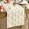 Artoid Mode Christmas Trees Red Soft Plush Faux Fur Jacquard Christmas Table Runner, Holiday Kitchen Dining Table Decoration for Home Party Decor 13×72 Inch(Beige)